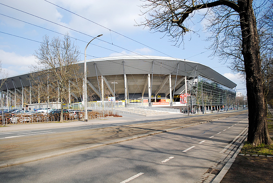 das DDV(Dynamo)-Stadion in der Lenné-Straße in Dresden.